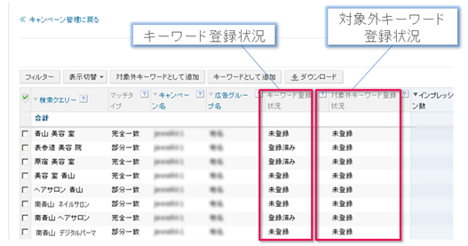 図2: 検索クエリー一覧画面を確認