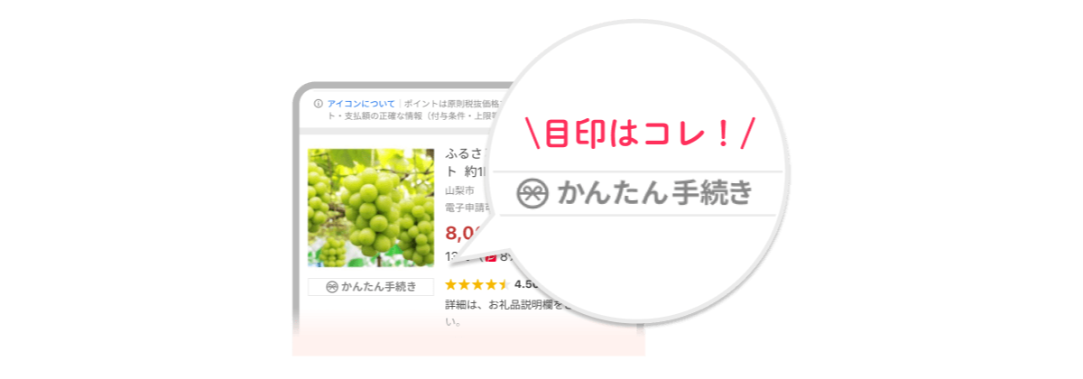 Yahoo!ショッピングの検索結果に表示される「かんたん手続き」マーク