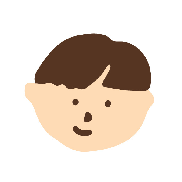 短髪の男性のイラスト。笑顔でシンプルなデザインです。