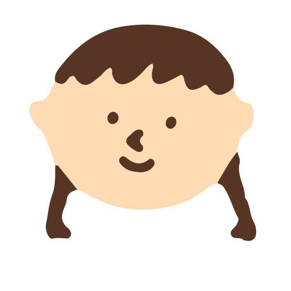 おさげ髪の女性のイラスト。笑顔でシンプルなデザインです。