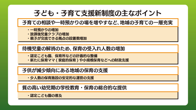 子ども・子育て支援新制度の主なポイント