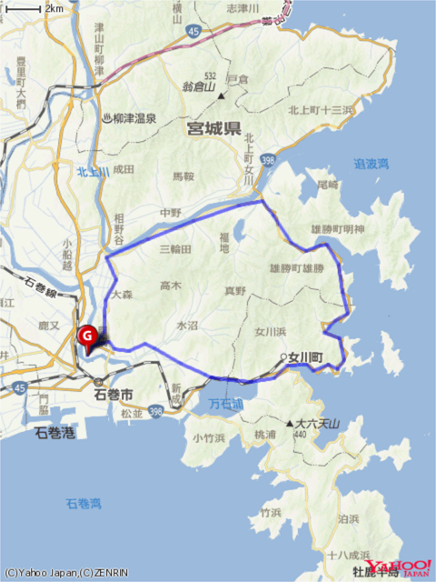 女川・雄勝フォンドコースマップの画像