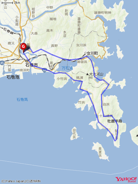 牡鹿半島チャレンジグループライドコースマップの画像