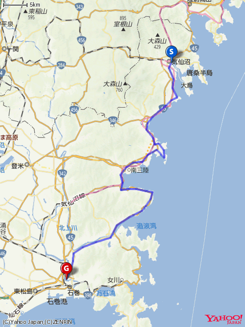 気仙沼ワンウェイフォンドコースマップの画像