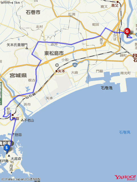 仙台発奥松島グループライド後半コースマップの画像