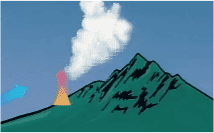 山（やま）の斜面（しゃめん）に水蒸気（すいじょうき）が発生（はっせい）しているイラスト