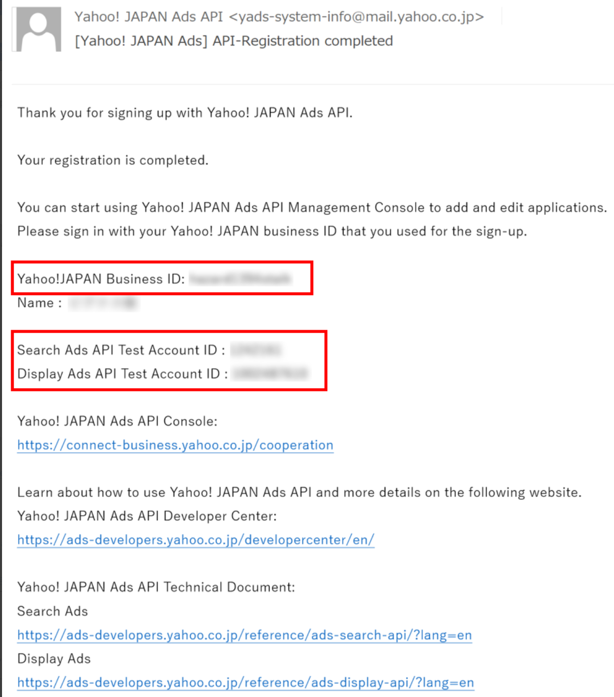 Yahoo Ads API application email