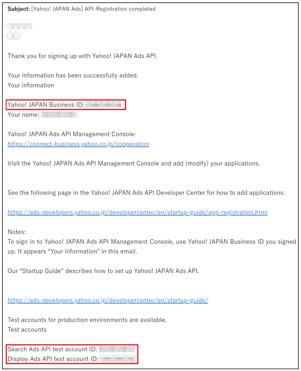 Yahoo Ads API application email