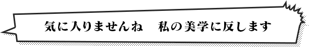 気に入りませんね　私の美学に反します