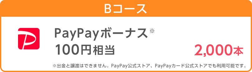 Bコース:PayPayボーナス100円相当 2,000本