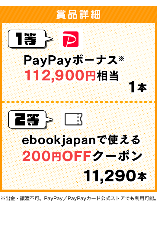 1等：PayPayボーナス 112,900円分 2等：200円OFFクーポン