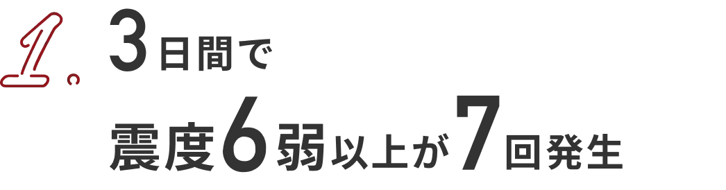 1．3日間で震度6弱以上が7回発生