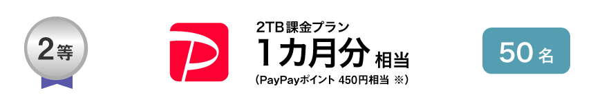2等 PayPayポイント 450円相当 50名