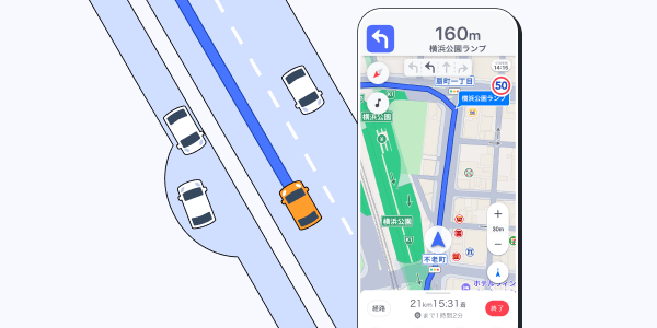 広い道を優先的に案内