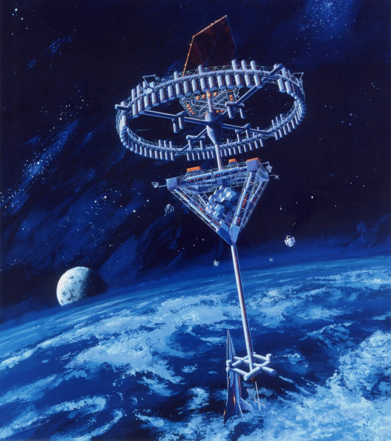 宇宙ホテルのイメージ図。リングの直径は140メートルある（提供：清水建設（株））