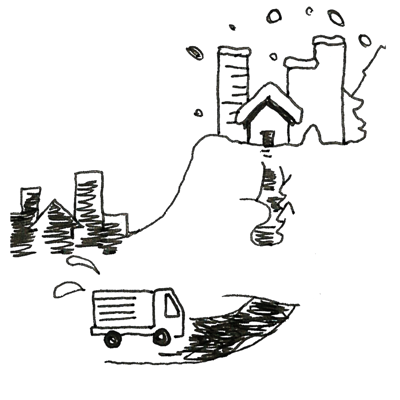 高台の街の孤立