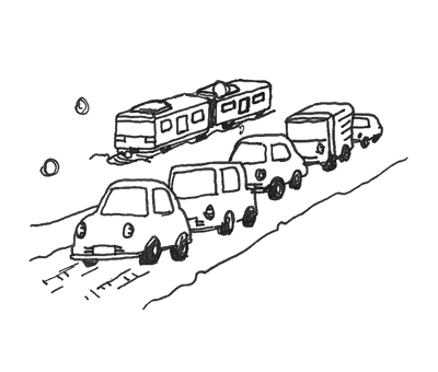 自動車の渋滞、電車の遅延