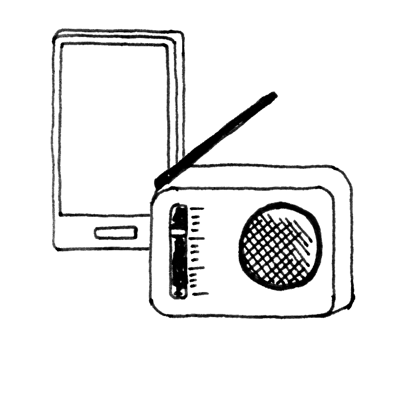 スマートフォン、ラジオ