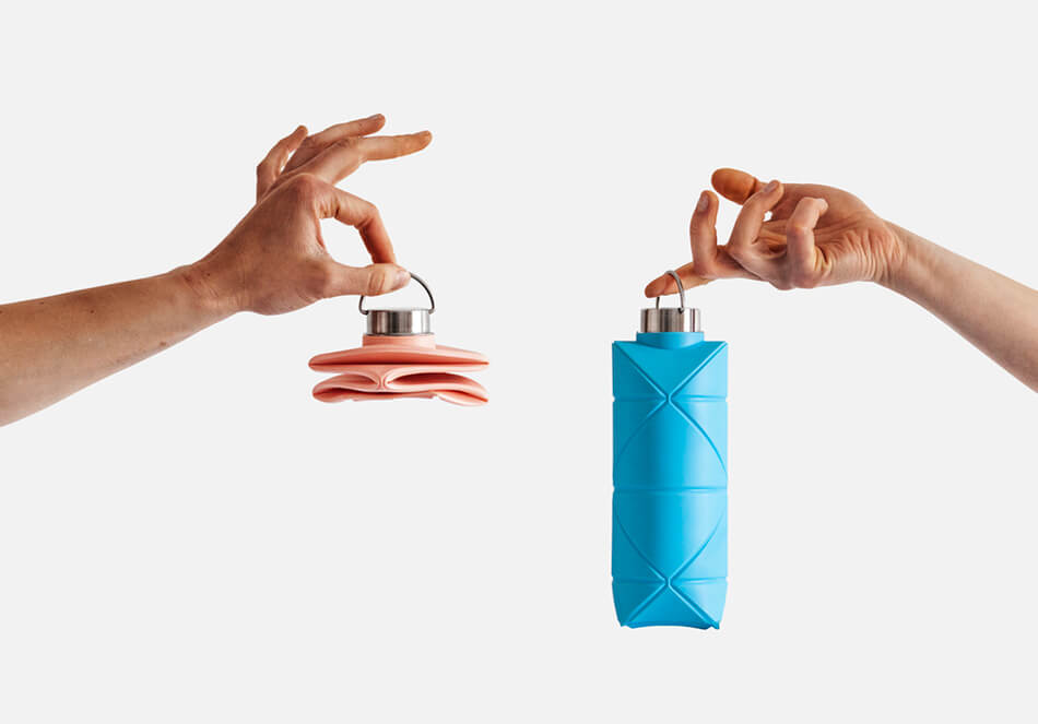 外出時も楽々 軽くて折り畳める水筒「Origami Bottle」