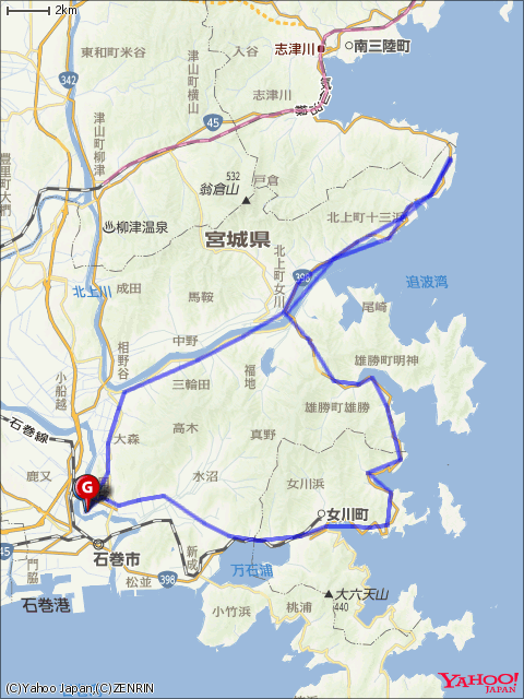 北上フォンド(100㎞)コースマップ画像