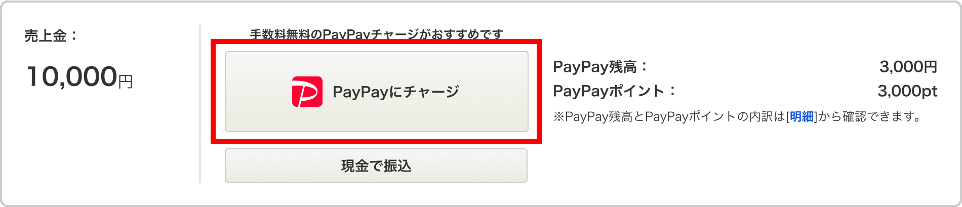 PayPayにチャージ