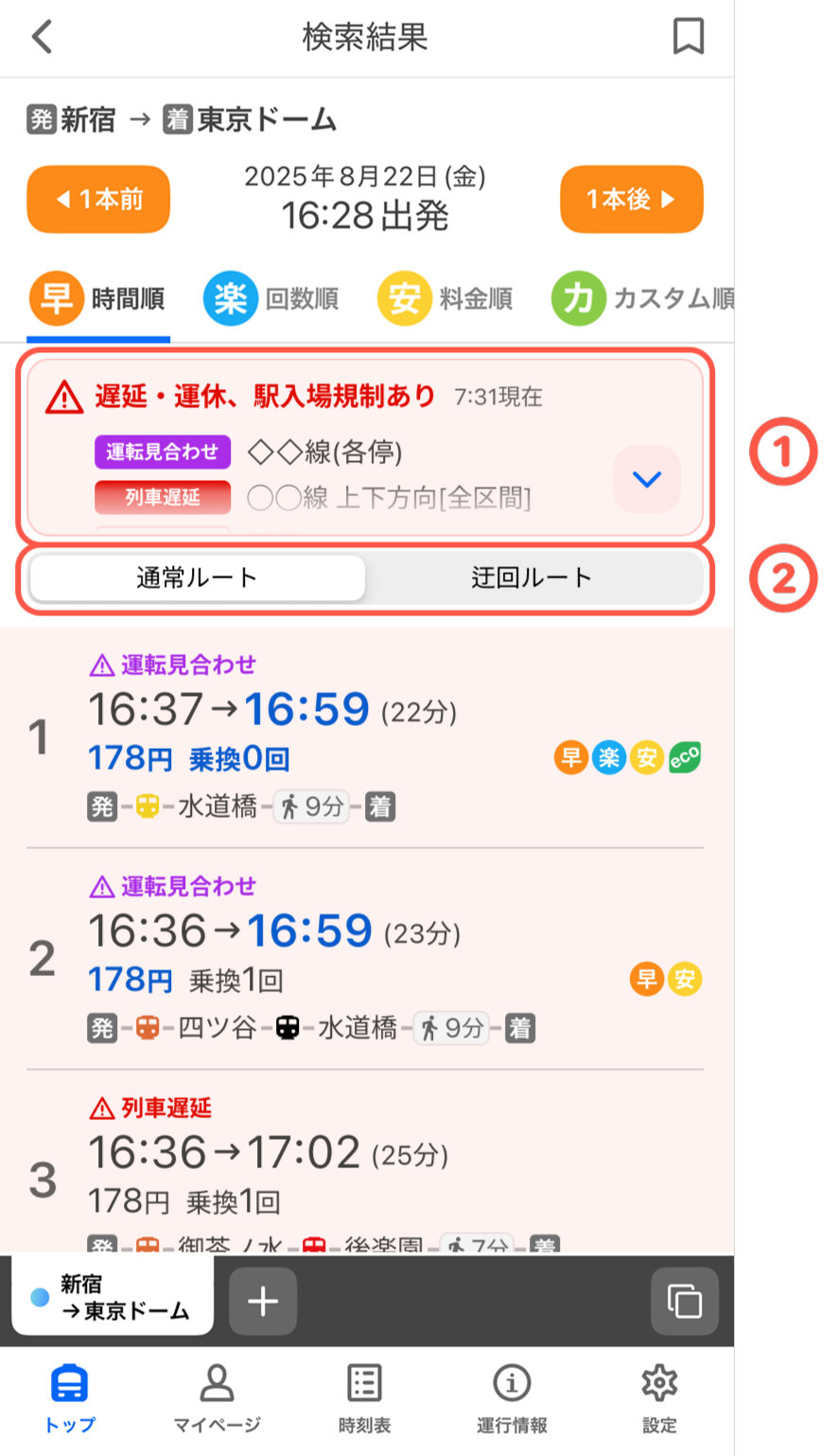 お助けるーとの表示