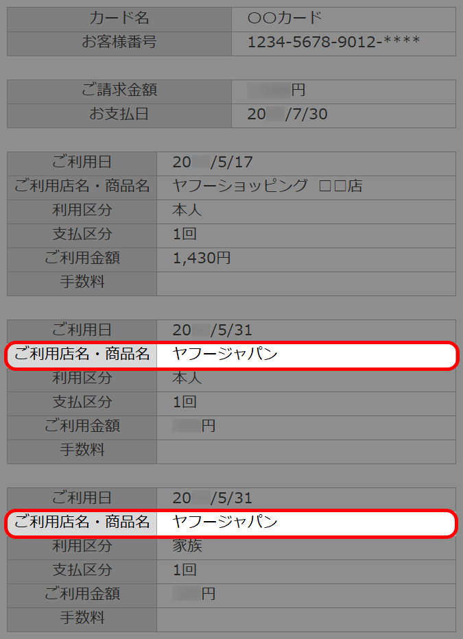 利用明細の記載例
