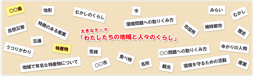 大きなテーマ「わたしたちの地域と人々のくらし」