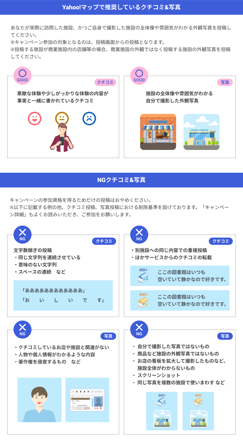 マップアプリで推奨・NGのクチコミ
