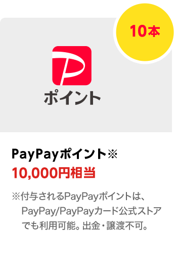 PayPayポイント　10,000円相当／10本　期間：2024年3月1日～2024年3月31日