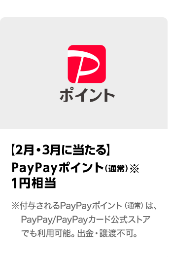 PayPayポイント（通常版）　1円相当／1,000本　期間：2025年2月1日（土）～2025年3月31日（月）
