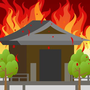 本能寺で火災か
