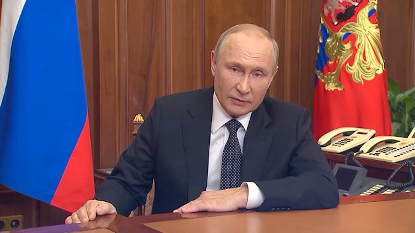 部分動員令の発令で演説するプーチン大統領（ロシア大統領府HPより）
