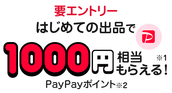 はじめての出品で1,000円相当もらえる