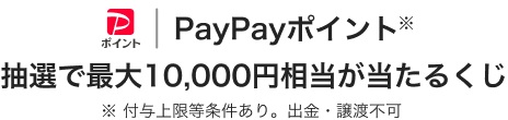 抽選でPayPayポイント最大10,000円相当が当たるくじ