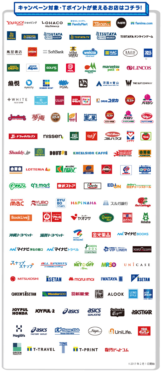 キャンペーン対象・Tポイントが使えるお店はコチラ!