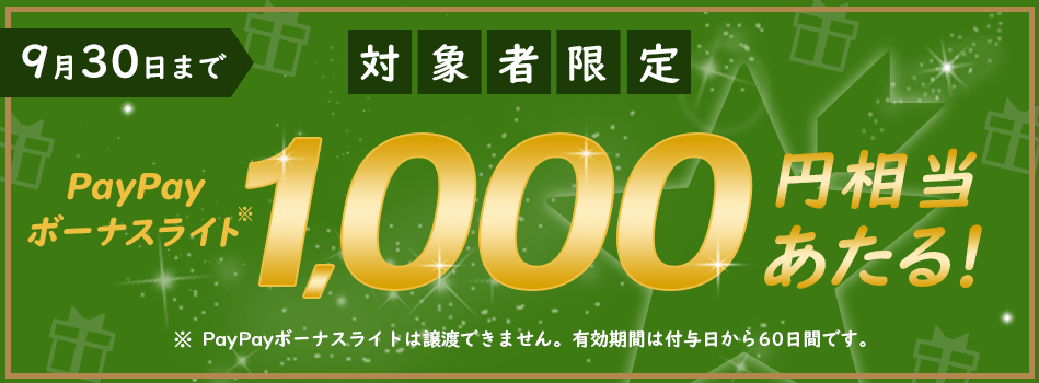 【対象者限定】PayPayボーナスライトが1,000円相当あたる！　いますぐチャンレンジ