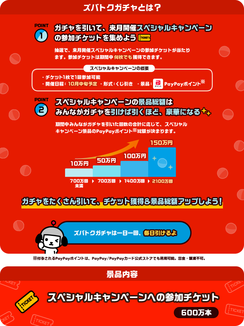 引けば引くほど景品総額＆当選確率アップ ズバトクガチャ - Yahoo!ズバトク
