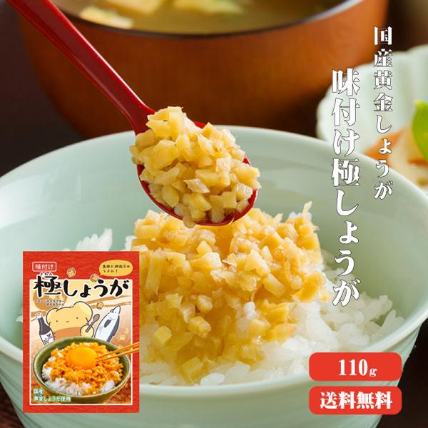 サクサク味付け極しょうが 110g 送料無料  国産 酢しょうが ショウガ おかず生姜 ふりかけ ご飯の友 坂田信夫商店