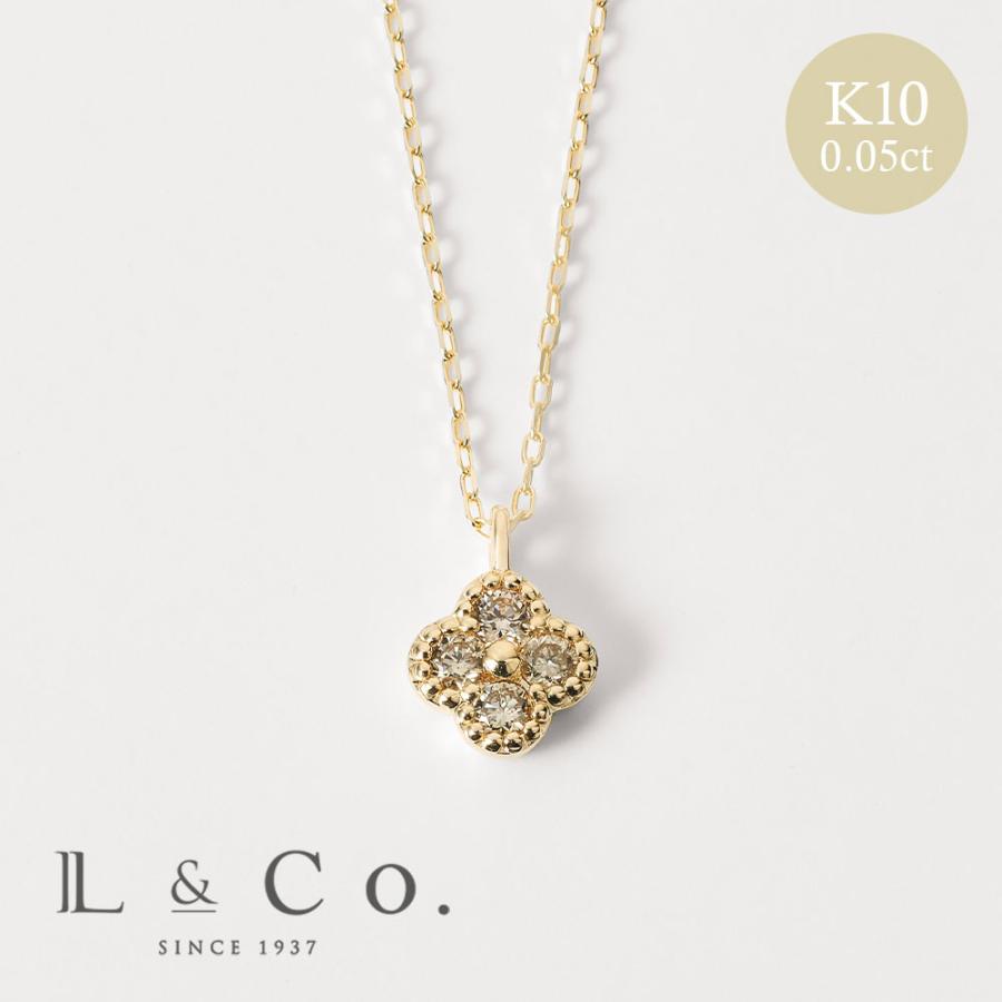ネックレス ダイヤモンド 0.05ct K10 10金 花 フラワーモチーフ シンプル スリム 華奢