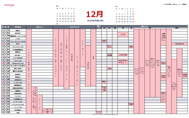 15年 12月 地域別 販促カレンダー Yahoo 広告 公式 ラーニングポータル