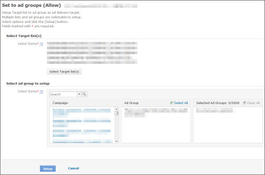Target Lists for ad group