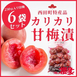 カリカリ梅 西田町特産品 カリカリ甘梅漬 230g×6袋セット 国産 梅干し 福島 郡山市