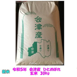 新米　玄米30kg　令和５年産　会津　ひとめぼれ　大袋（精米・小分け不可）東北関西送料無料　石抜き　色選処理済