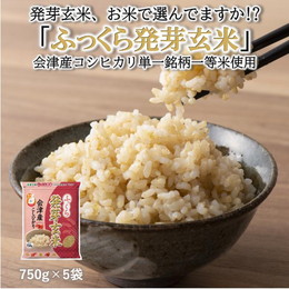 発芽玄米 ふっくら発芽玄米 750g×5袋 特A会津産コシヒカリ100％