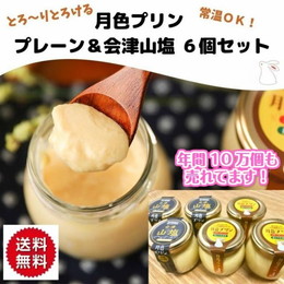 プリン 月色プリン プレーン＆会津山塩6個セット 送料無料 人気のお取り寄せスイーツ 常温可