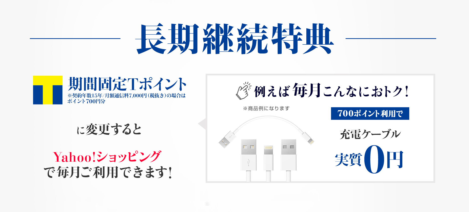 500円分ポイント付与特典に変更すると、Yahoo! ショッピングで毎月ご利用できます