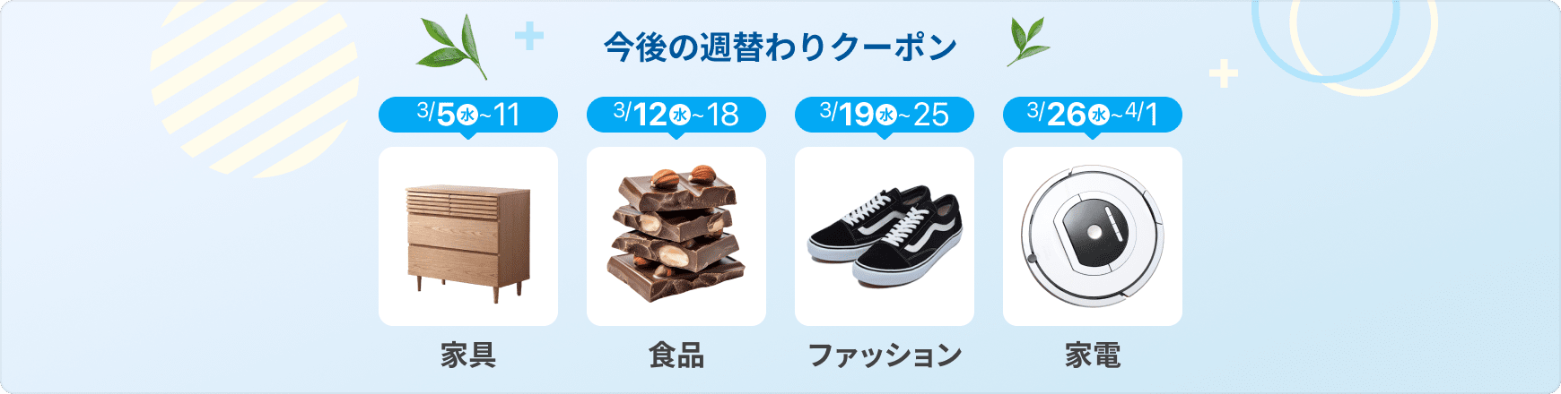 今後の週替わりクーポン