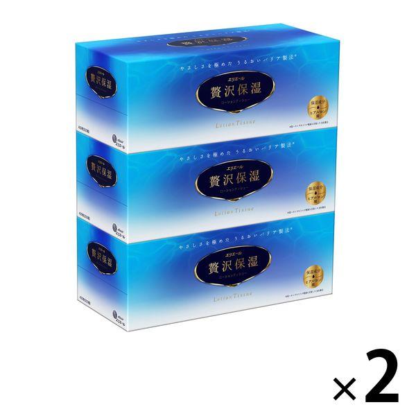 ティッシュペーパー 保湿 200組 （3箱入り） 2パック エリエール 贅沢保湿 