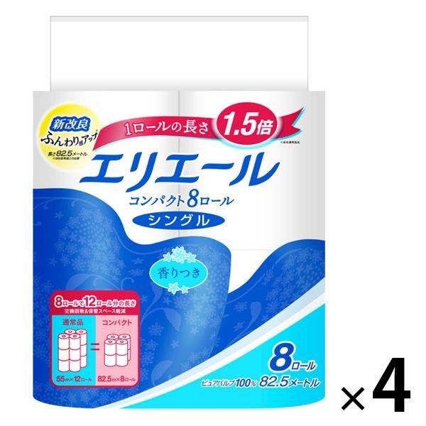 トイレットペーパー 8ロール入 パルプ シングル 82.5m 香りつき エリエールトイレットティシューコンパクト 4パック 